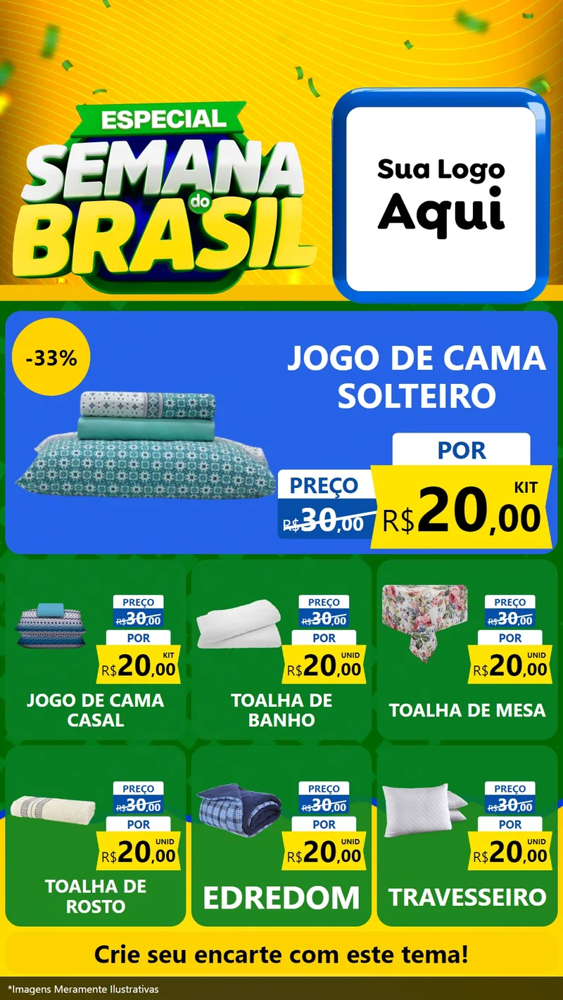 Modelo de Rede Social para Stories com o tema Especial Semana do Brasil para Cama, Mesa e Banho