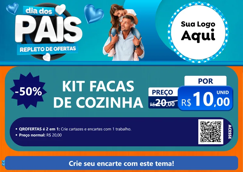 Modelo de Cartaz para Cartaz A4 Horizontal com o tema Dia Dos Pais Repleto de Ofertas para Utilidades Domésticas