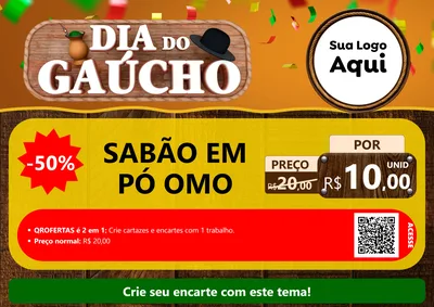 Modelo de Cartaz para Cartaz A4 Horizontal com o tema Dia do Gaúcho para Produtos de Limpeza