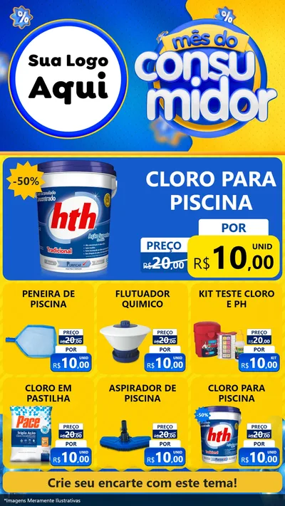 Modelo de Rede Social para Stories com o tema Mês do Consumidor para Produtos para Piscina