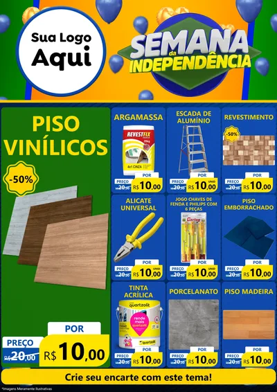 Modelo de Encarte para Encarte A4 Vertical com o tema Semana da Independência para Material para Construção