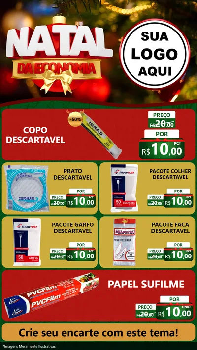 Modelo de TV para TV Vertical com o tema Natal da Economia para Embalagens