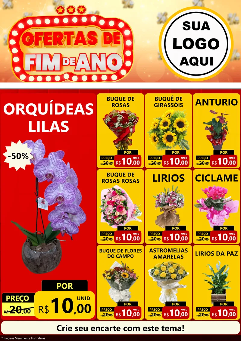 Modelo de Encarte para Encarte A4 Vertical com o tema Ofertas de Fim de Ano para Floricultura e jardim