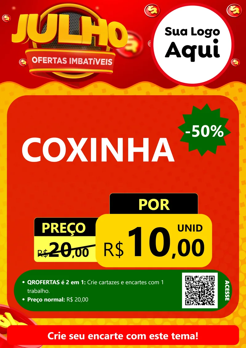 Modelo de Cartaz para Cartaz A4 Vertical com o tema Julho Ofertas Imbatíveis para Salgadaria