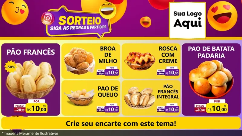 Modelo de TV para TV Horizontal com o tema Sorteio para Padaria