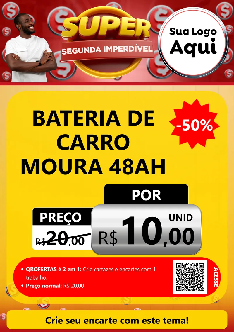 Modelo de Cartaz para Cartaz A4 Vertical com o tema Super Segunda Imperdível para Baterias Elétricas