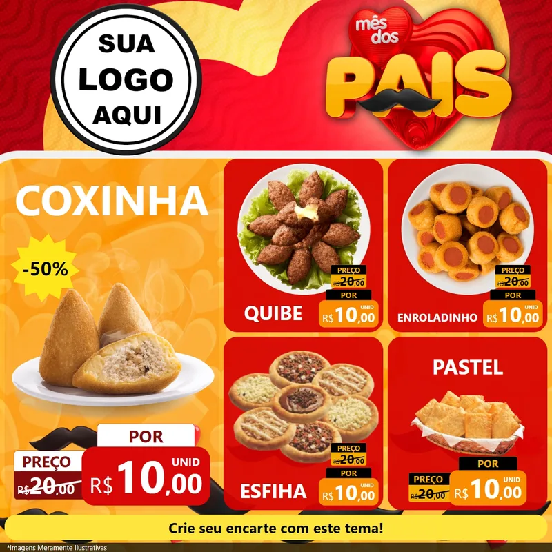 Modelo de Rede Social para Feed Facebook com o tema Mês Dos Pais para Salgadaria
