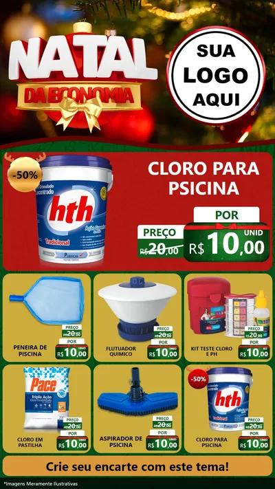 Modelo de Rede Social para Stories com o tema Natal da Economia para Produtos para Piscina