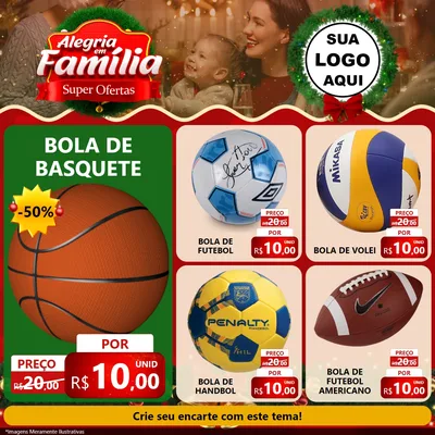 Modelo de Rede Social para Feed Facebook com o tema Alegria Em Família - Super Ofertas para Artigos Esportivos