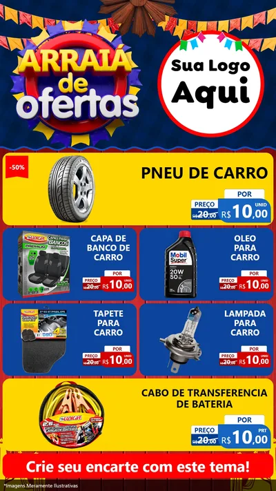 Modelo de TV para TV Vertical com o tema Arraiá de Ofertas para Auto peças