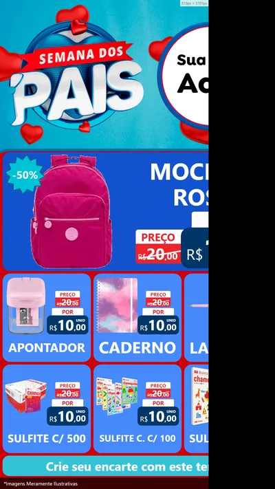 Modelo de Rede Social para Stories com o tema Semana Dos Pais para Papelaria