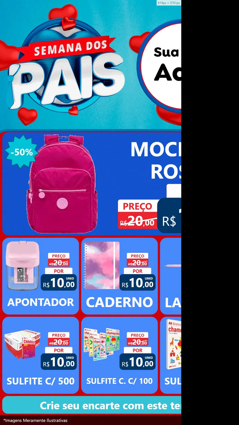Modelo de Rede Social para Stories com o tema Semana Dos Pais para Papelaria