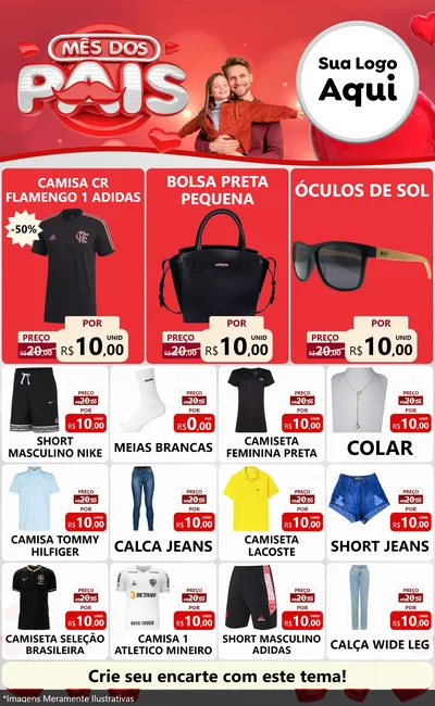 Modelo de Encarte para Encarte Grande com o tema Mês dos Pais para Roupas e acessórios