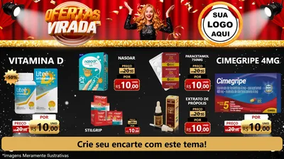 Modelo de TV para TV Horizontal com o tema Ofertas da Virada para Farmácia