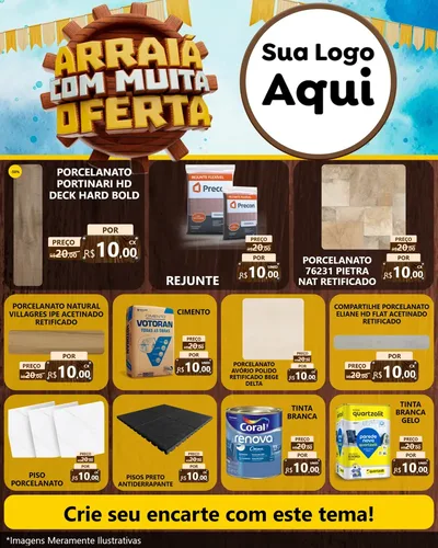 Modelo de Rede Social para Feed Instagram com o tema Ofertas de São João - Junina para Pisos e revestimentos
