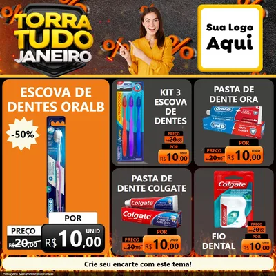 Modelo de Rede Social para Feed Facebook com o tema Torra Tudo Janeiro para Higiene Pessoal