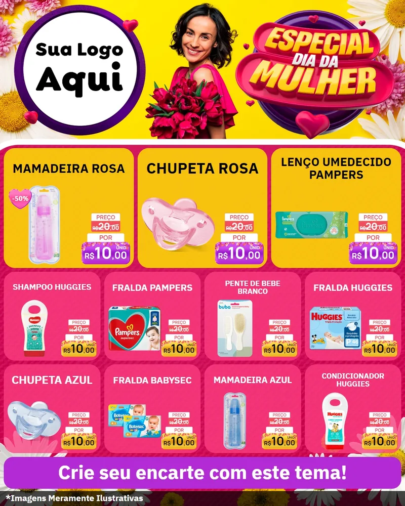 Modelo de Rede Social para Feed Instagram com o tema Especial Dia da Mulher para Bebês