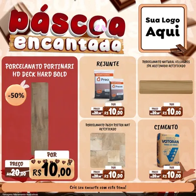 Modelo de Rede Social para Feed Facebook com o tema Páscoa Encantada para Pisos e revestimentos