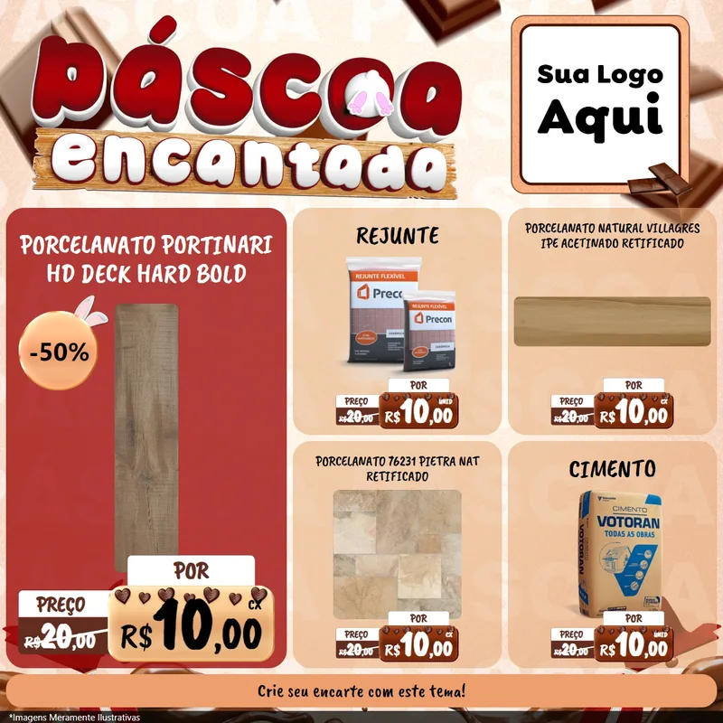 Modelo de Rede Social para Feed Facebook com o tema Páscoa Encantada para Pisos e revestimentos