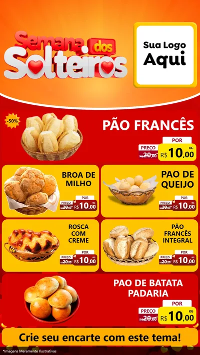 Modelo de TV para TV Vertical com o tema Semana dos Solteiros para Padaria