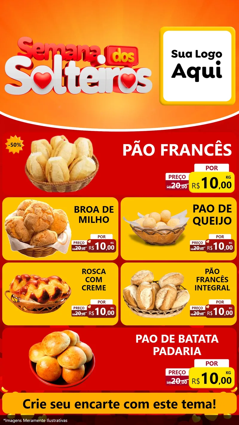 Modelo de TV para TV Vertical com o tema Semana dos Solteiros para Padaria