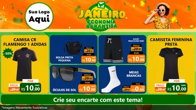 Modelo de TV para TV Horizontal com o tema Janeiro - Economia Garantida para Roupas e acessórios