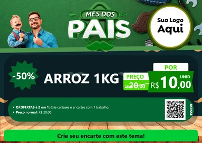 Modelo de Cartaz para Cartaz A4 Horizontal com o tema Mês dos Pais para Supermercado