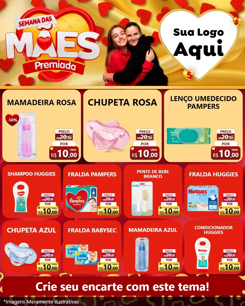 Modelo de Rede Social para Feed Instagram com o tema Semana das Mães Premiada para Bebês