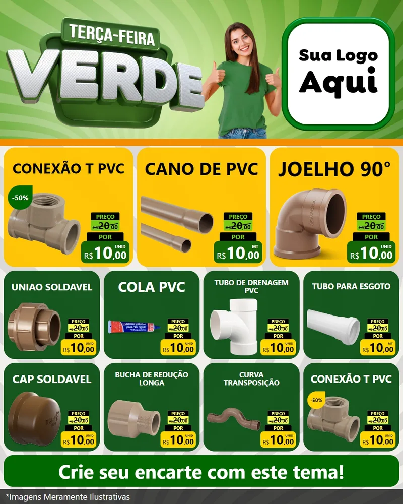 Modelo de Rede Social para Feed Instagram com o tema Terça - Feira Verde para Tubos e conexões