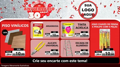 Modelo de TV para TV Horizontal com o tema Promoção de Aniversário - 30 Anos para Material para Construção