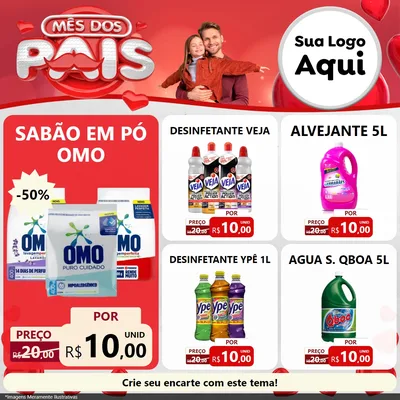 Modelo de Rede Social para Feed Facebook com o tema Mês dos Pais para Produtos de Limpeza