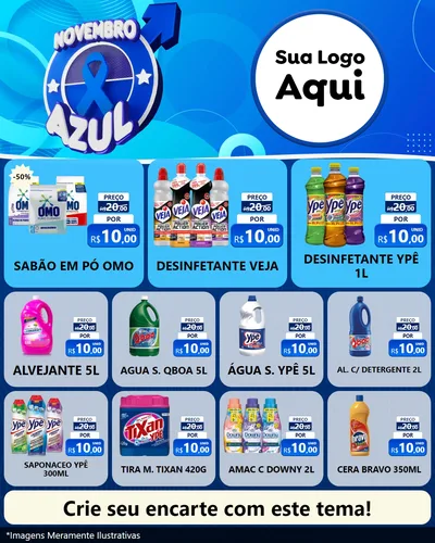 Modelo de Rede Social para Feed Instagram com o tema Novembro Azul para Produtos de Limpeza