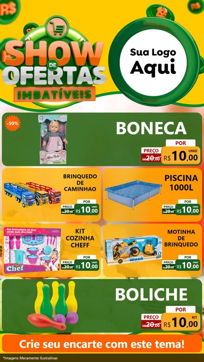 Modelo de TV para TV Vertical com o tema Show de Ofertas Imbatíveis para Brinquedos