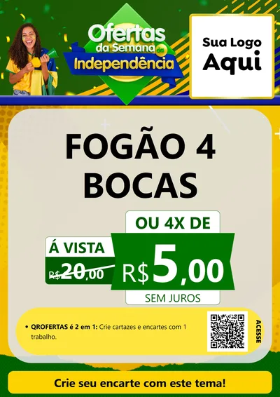 Modelo de Cartaz para Cartaz A4 Vertical com o tema Ofertas da Semana da Independência para Móveis e Eletro