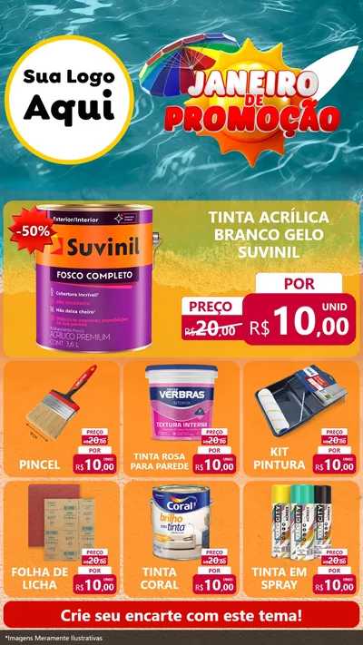 Modelo de Rede Social para Stories com o tema Janeiro de Promoção para Tintas e Ferramentas