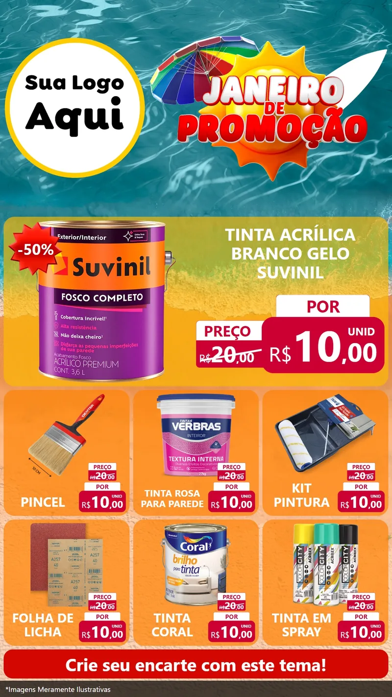Modelo de Rede Social para Stories com o tema Janeiro de Promoção para Tintas e Ferramentas