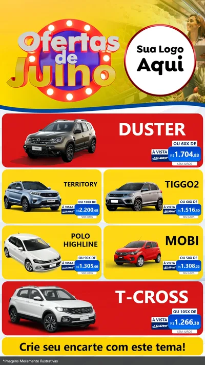 Modelo de TV para TV Vertical com o tema Ofertas de Julho para Concessionaria de Carros