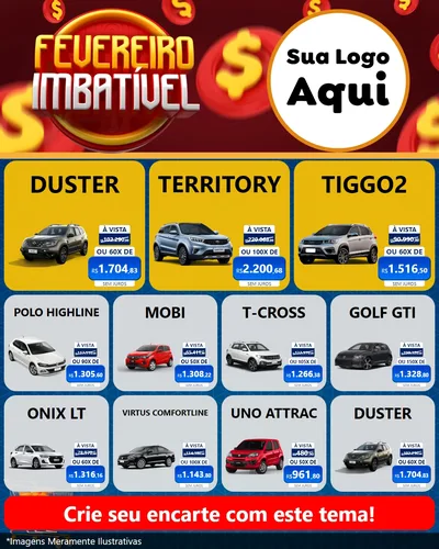 Modelo de Rede Social para Feed Instagram com o tema Fevereiro Imbatível para Concessionaria de Carros