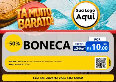 Modelo de Cartaz para Cartaz A4 Horizontal com o tema Está Muito Barato para Brinquedos