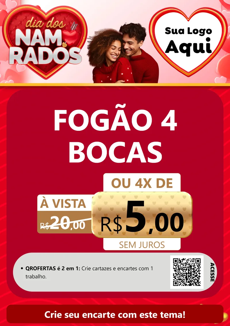 Modelo de Cartaz para Cartaz A4 Vertical com o tema Dia dos Namorados para Móveis e Eletro