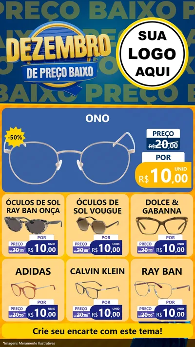 Modelo de Rede Social para Stories com o tema Dezembro de Preço Baixo para Óticas