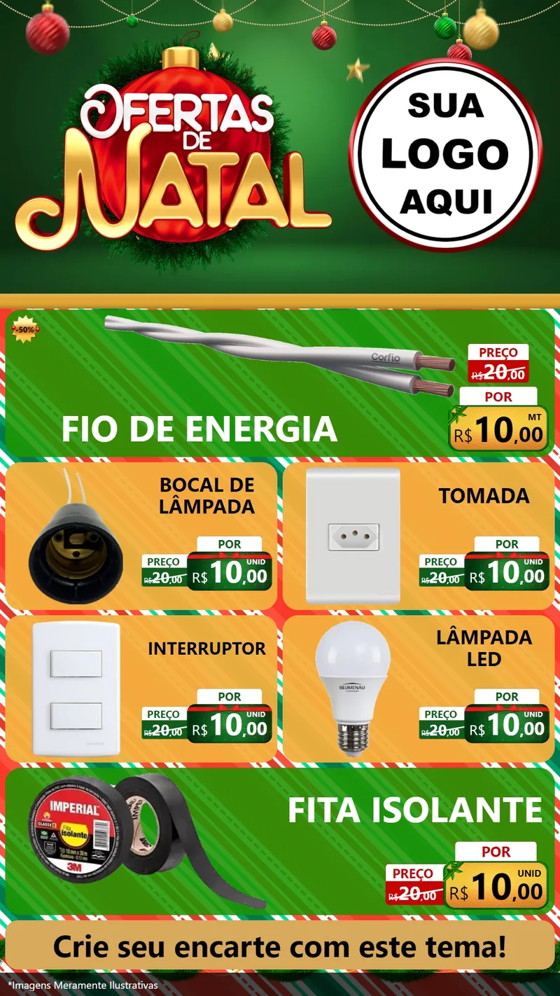 Modelo de TV para TV Vertical com o tema Ofertas de Natal para Materiais Elétricos