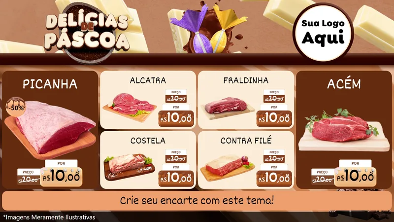 Modelo de TV para TV Horizontal com o tema Delícias de Páscoa para Açougue