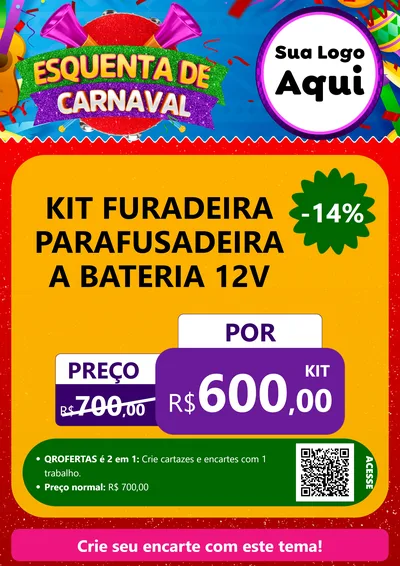 Modelo de Cartaz para Cartaz A4 Vertical com o tema Esquenta de Carnaval para Maquinas e Ferramentas