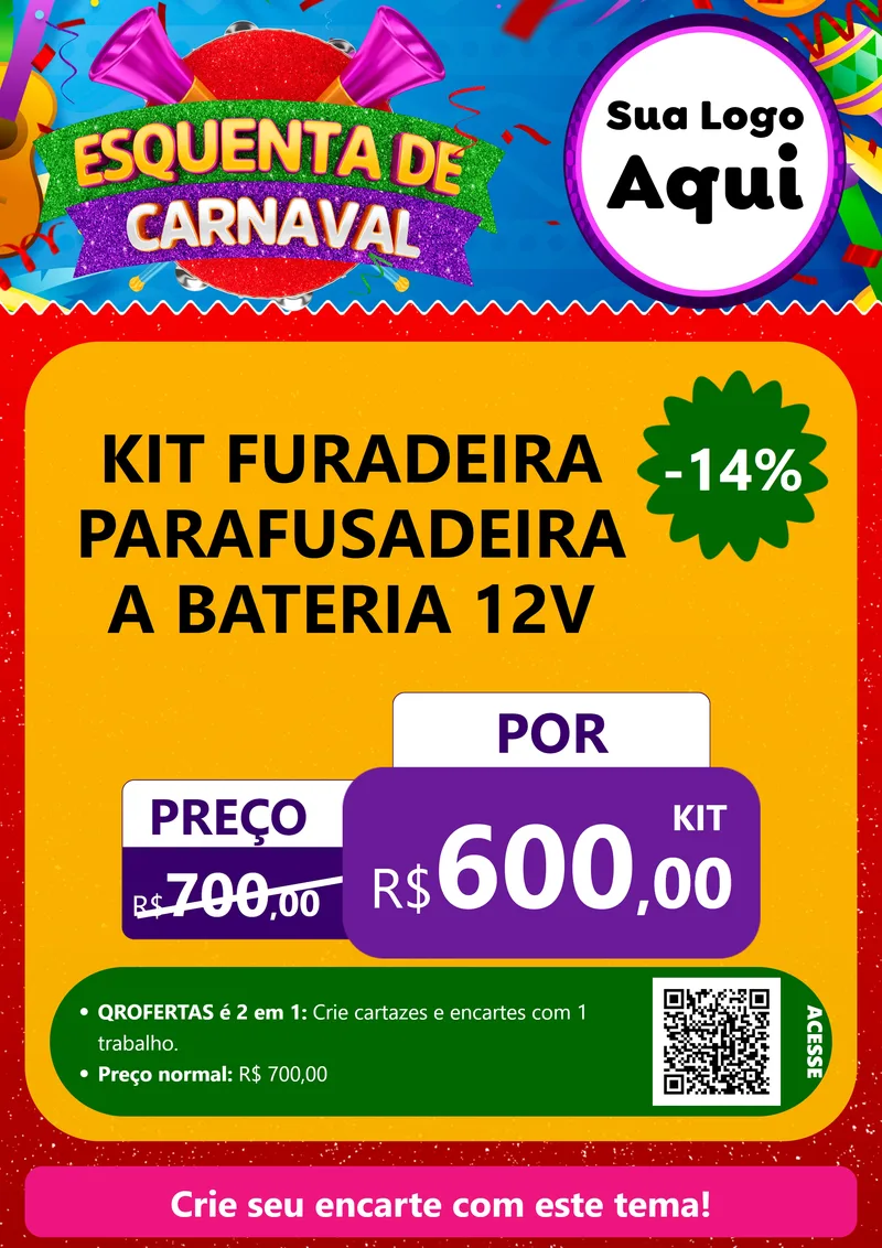 Modelo de Cartaz para Cartaz A4 Vertical com o tema Esquenta de Carnaval para Maquinas e Ferramentas