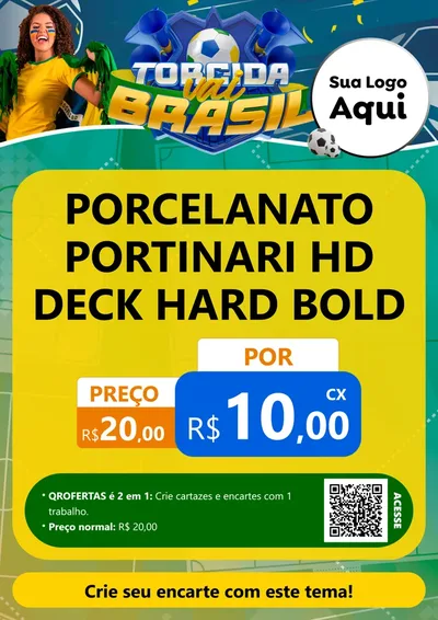 Modelo de Cartaz para Cartaz A4 Vertical com o tema Torcida Vai Brasil - Copa para Pisos e revestimentos