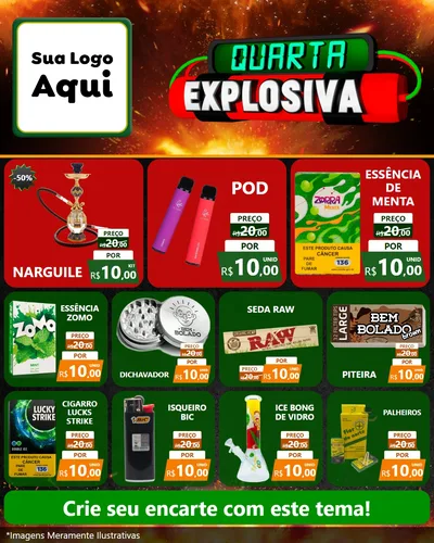 Modelo de Rede Social para Feed Instagram com o tema Quarta Explosiva para Tabacaria