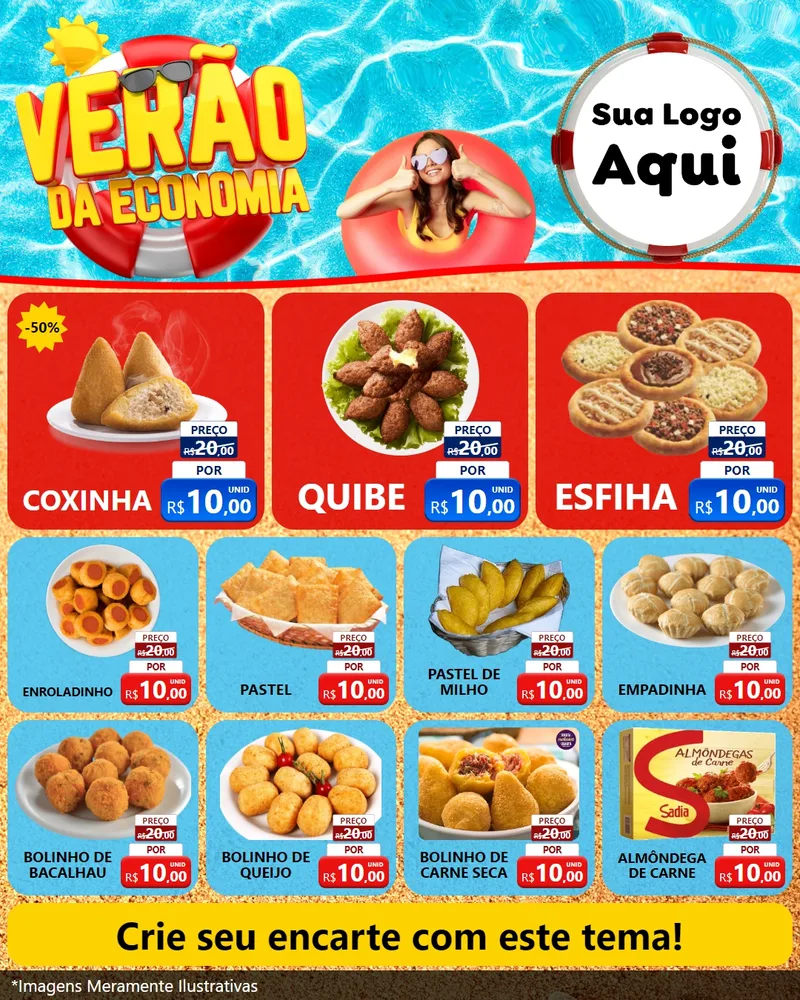 Modelo de Rede Social para Feed Instagram com o tema Verão da Economia para Salgadaria