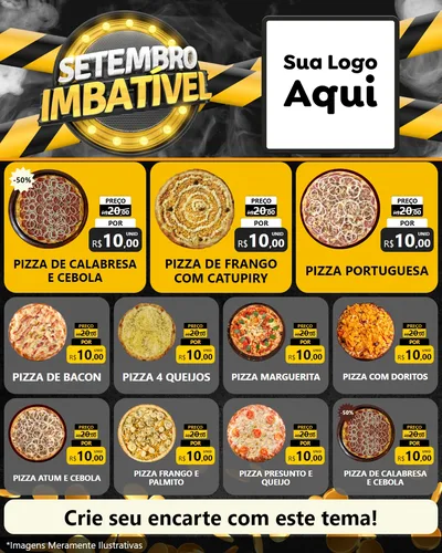 Modelo de Rede Social para Feed Instagram com o tema Setembro Imbatível para Pizzaria