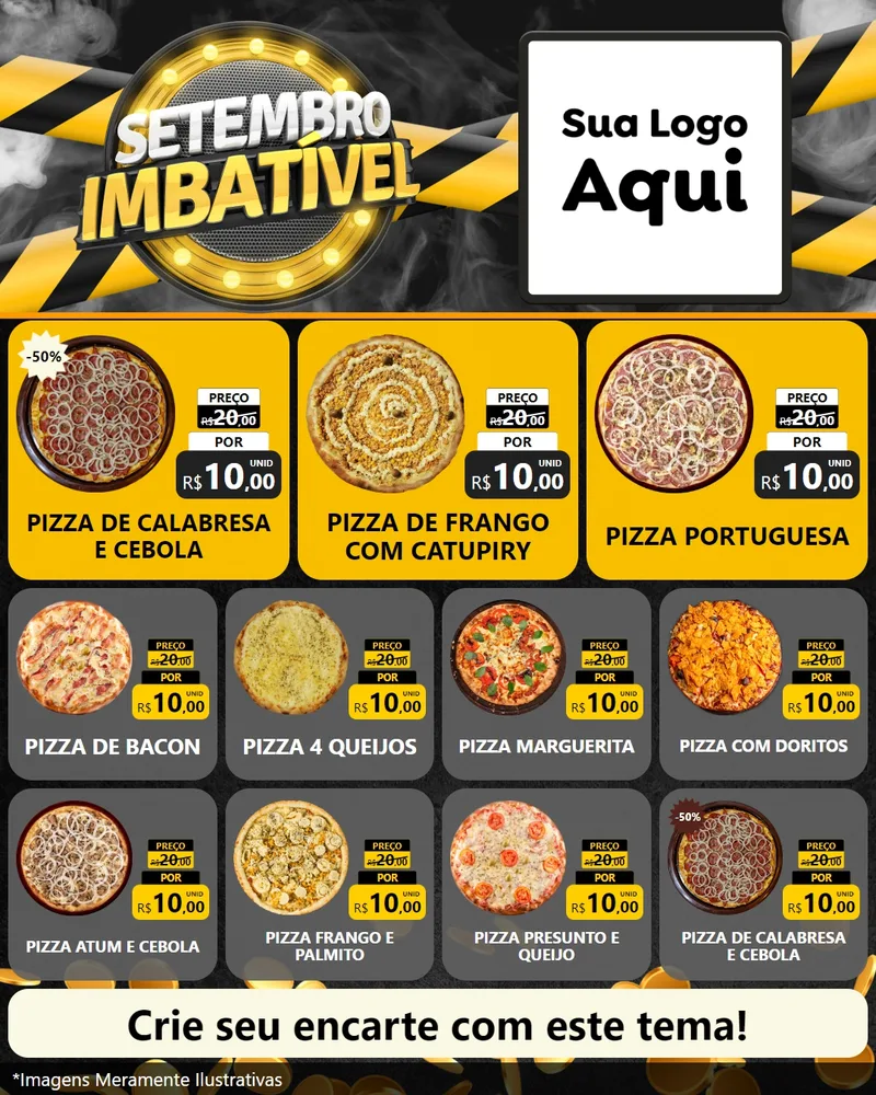 Modelo de Rede Social para Feed Instagram com o tema Setembro Imbatível para Pizzaria